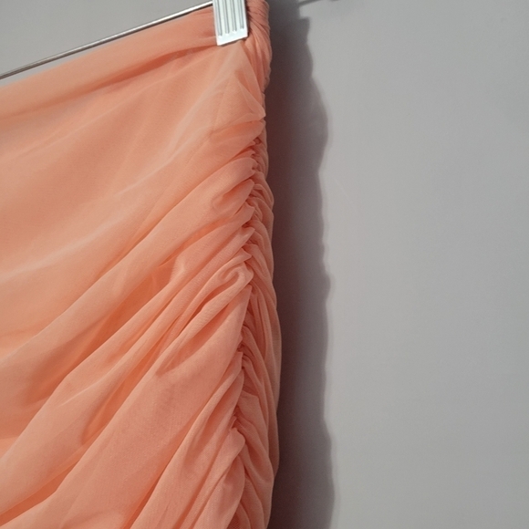 House of CB Peach Aubrey Gathered Mesh Mini Skirt NWT - Picture 5 of 10